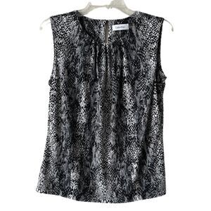 Calvin Klein Snake Skin Print Black and White Sleeveless Women’s Blouse Size M